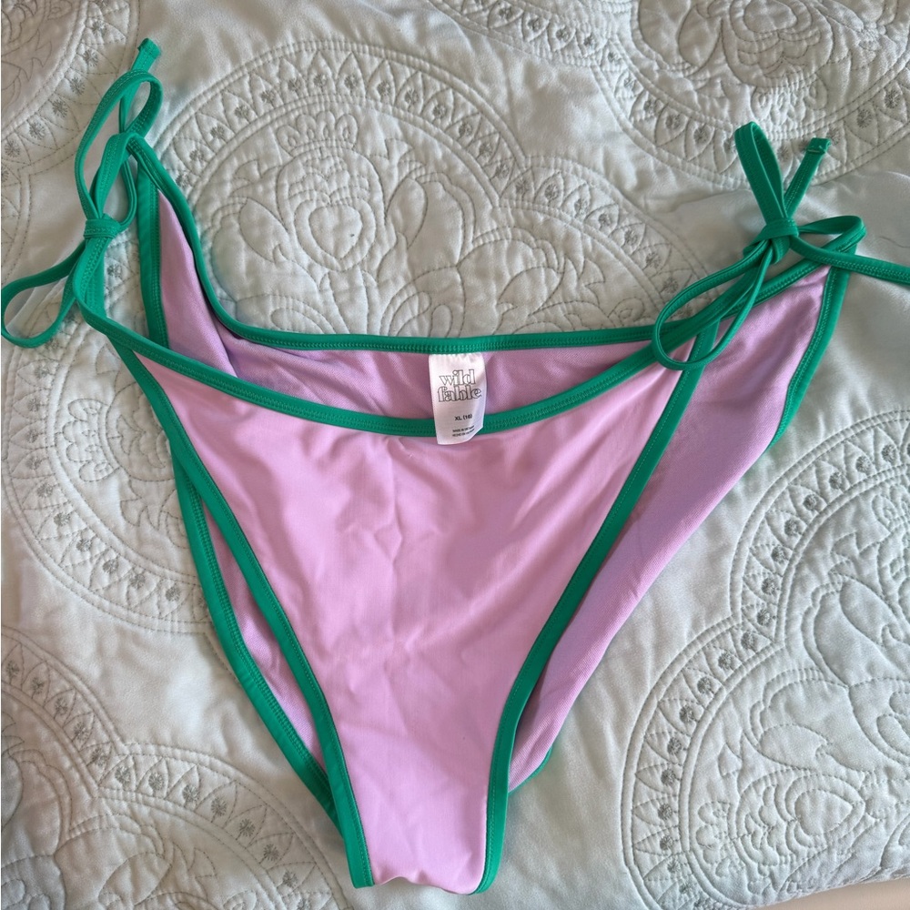 wild fable Lavender Bikini Bottom with Green Trim